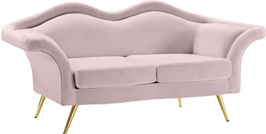 Lips Pink Velvet Loveseat