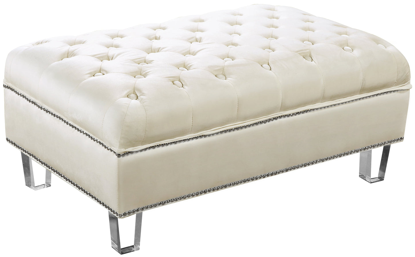 Lucas Cream Velvet Ottoman