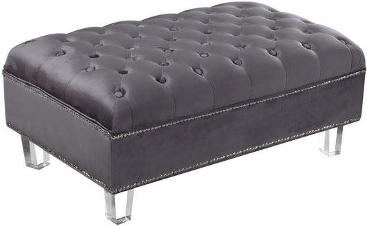 Lucas Grey Velvet Ottoman