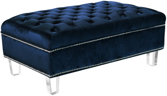 Lucas Navy Velvet Ottoman