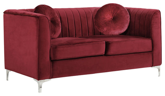 Isabelle Burgundy Velvet Loveseat