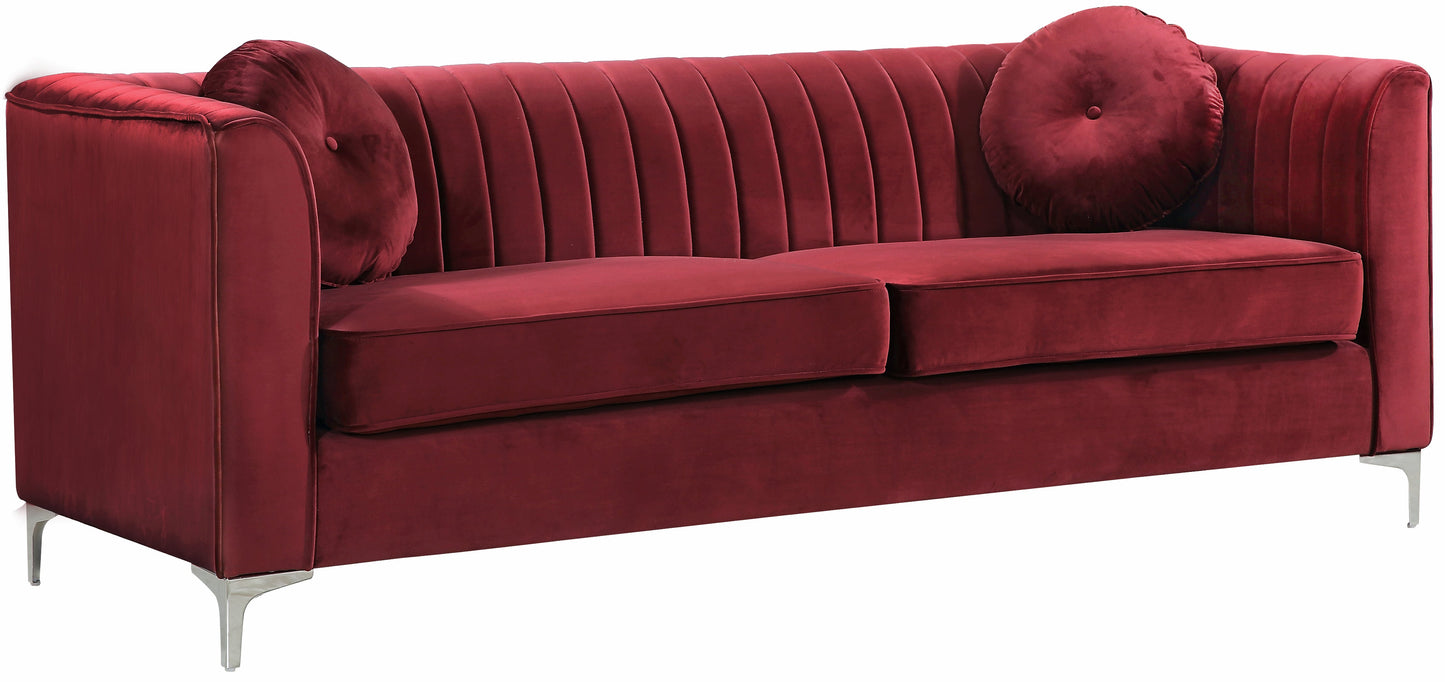 Isabelle Burgundy Velvet Sofa