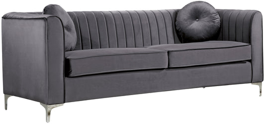 Isabelle Grey Velvet Sofa