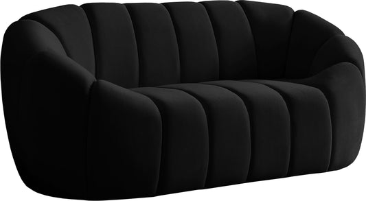 Elijah Black Velvet Loveseat