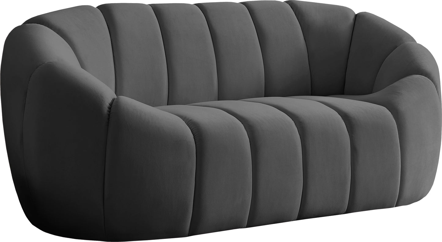 Elijah Grey Velvet Loveseat