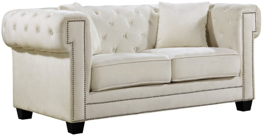 Bowery Cream Velvet Loveseat