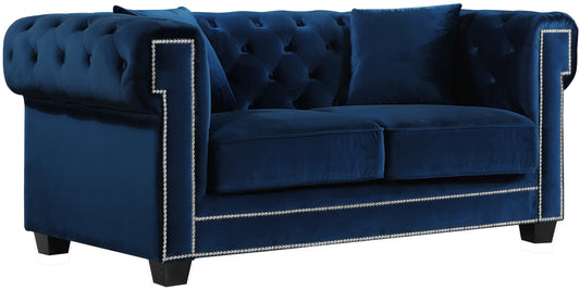 Bowery Navy Velvet Loveseat