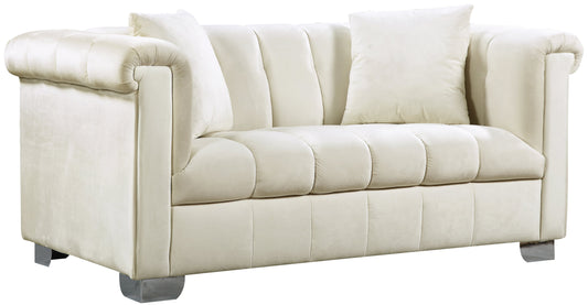 Kayla Cream Velvet Loveseat