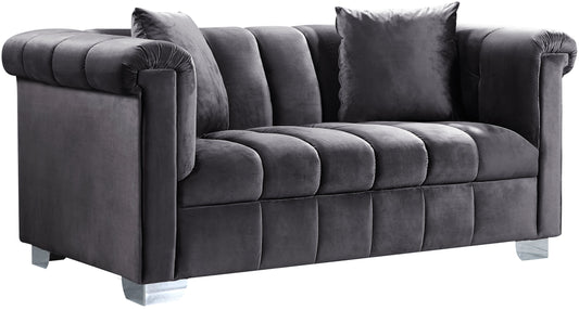 Kayla Grey Velvet Loveseat