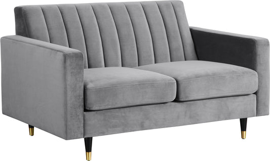 Lola Grey Velvet Loveseat