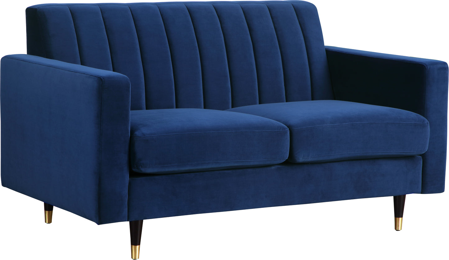 Lola Navy Velvet Loveseat