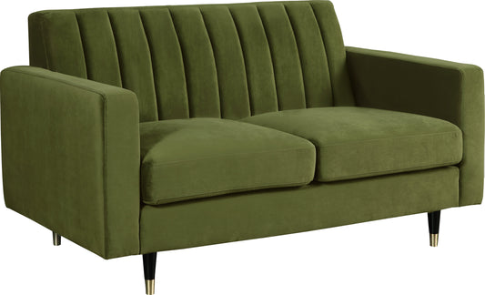 Lola Olive Velvet Loveseat