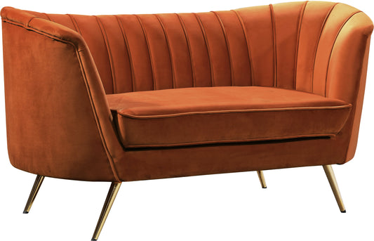 Margo Cognac Velvet Loveseat