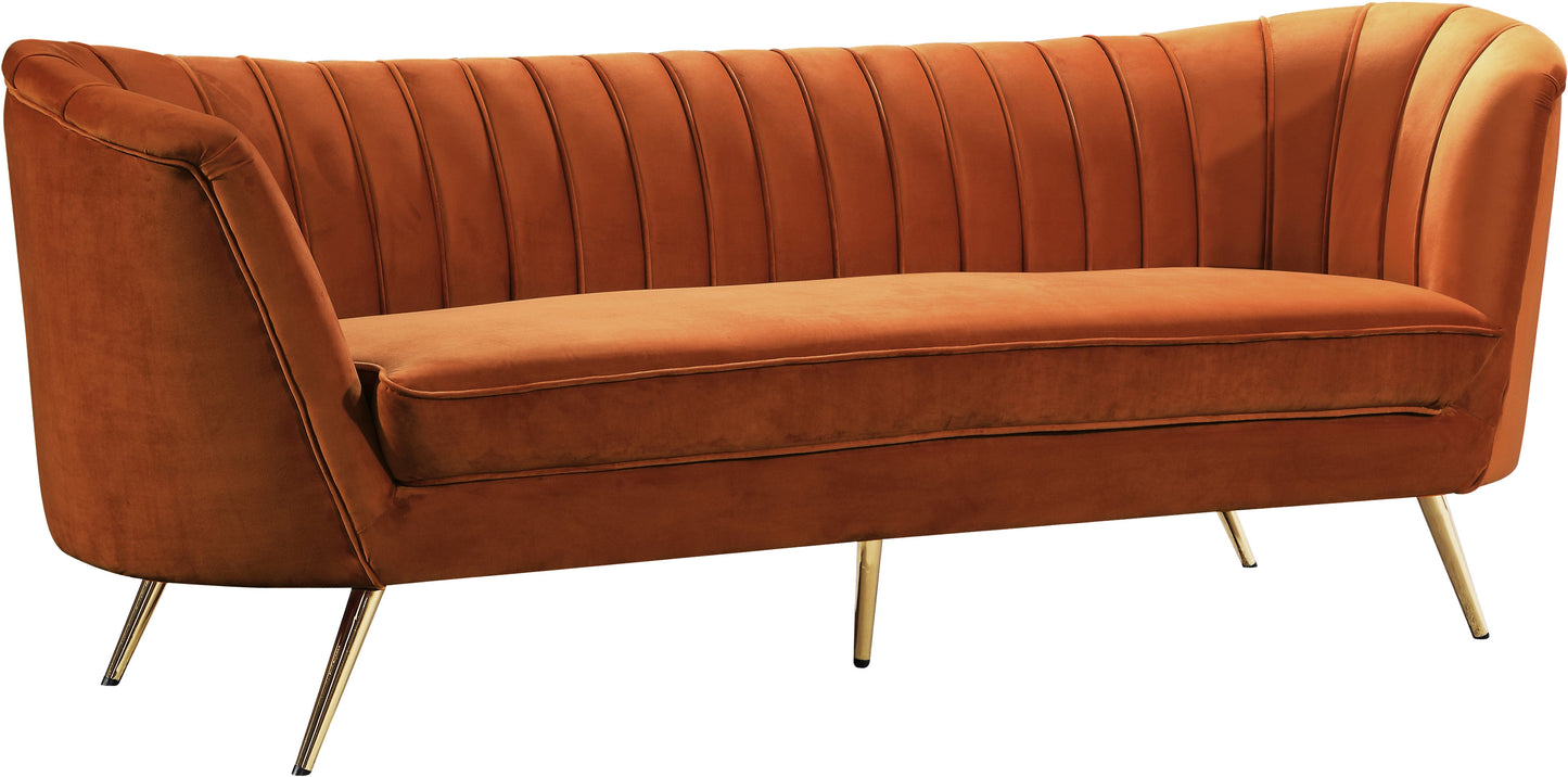 Margo Cognac Velvet Sofa