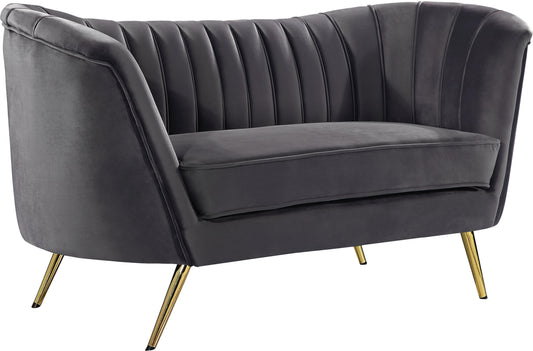 Margo Grey Velvet Loveseat