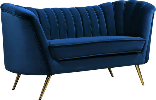 Margo Navy Velvet Loveseat