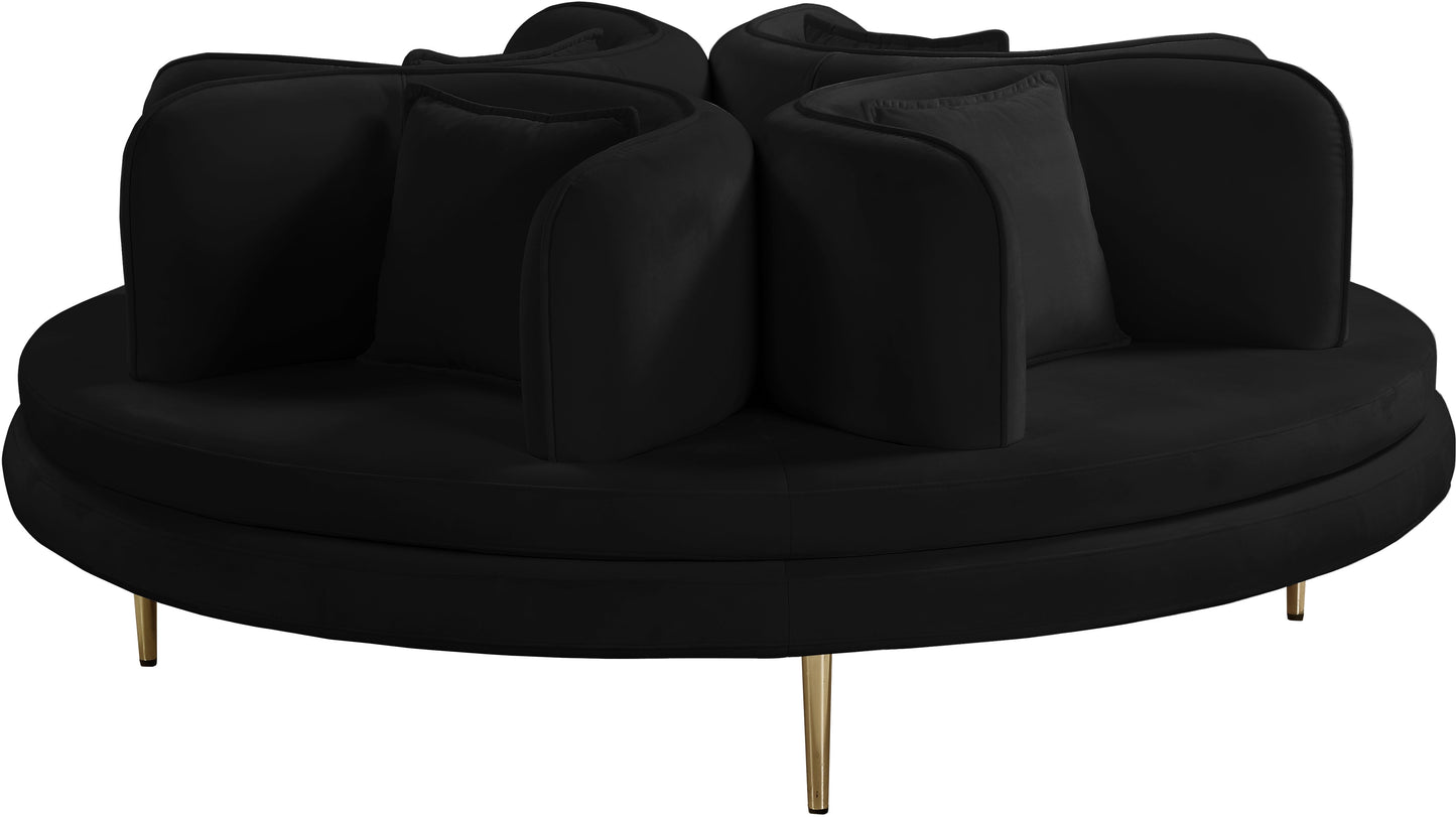 Circlet Black Velvet Round Sofa Settee