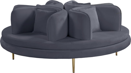 Circlet Grey Velvet Round Sofa Settee