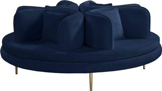 Circlet Navy Velvet Round Sofa Settee