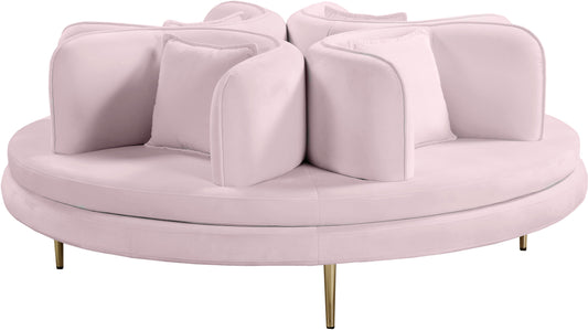 Circlet PInk Velvet Round Sofa Settee