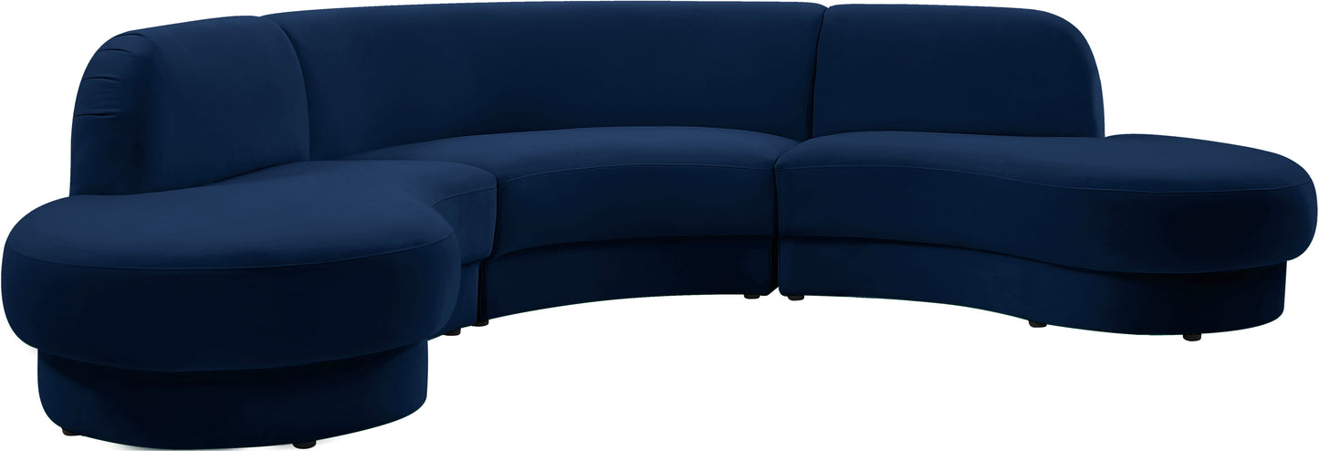 Rosa Navy Velvet 3pc. Sectional (3 Boxes)