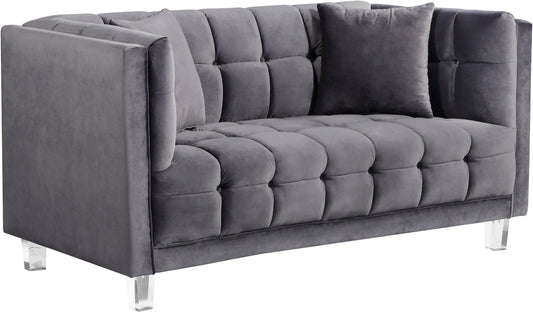 Mariel Grey Velvet Loveseat