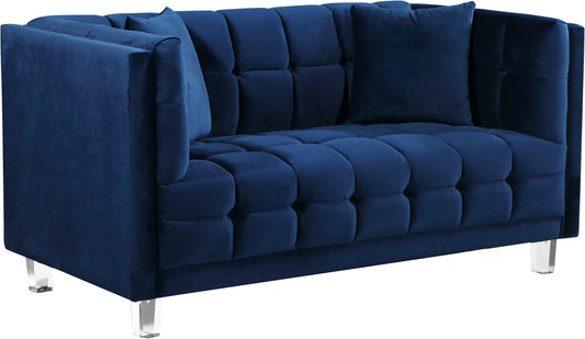 Mariel Navy Velvet Loveseat