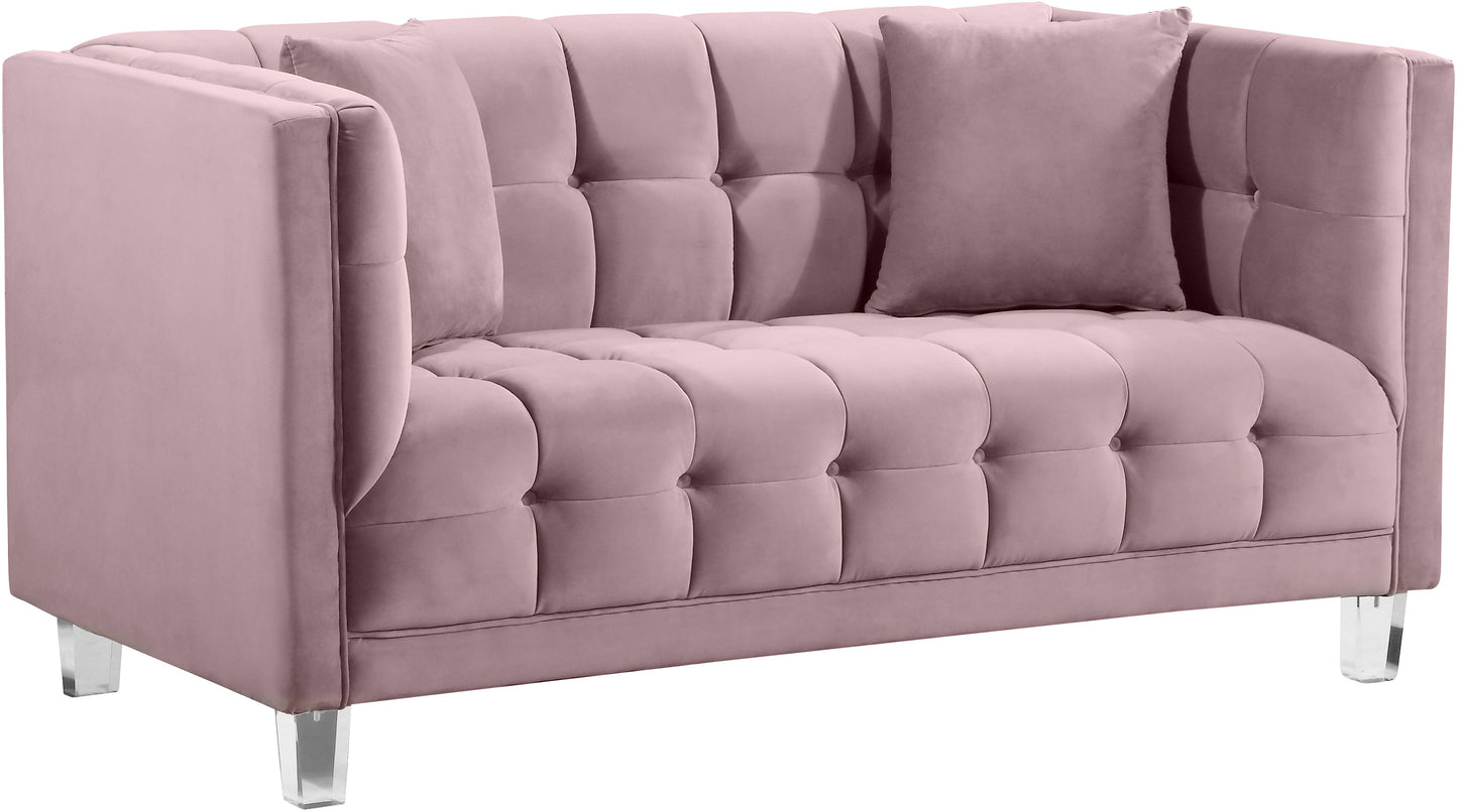 Mariel Pink Velvet Loveseat