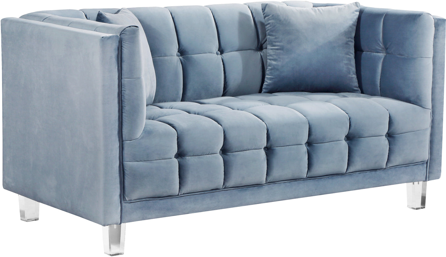 Mariel Sky Blue Velvet Loveseat