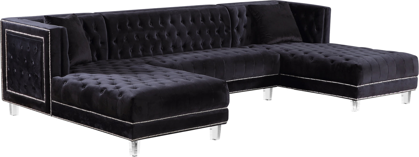 Moda Black Velvet 3pc. Sectional