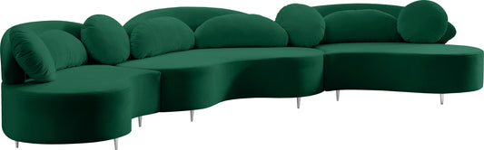 Vivacious Green Velvet 3pc. Sectional (3 Boxes)