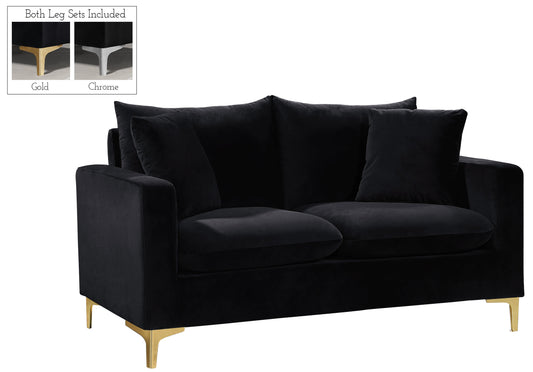 Naomi Black Velvet Loveseat