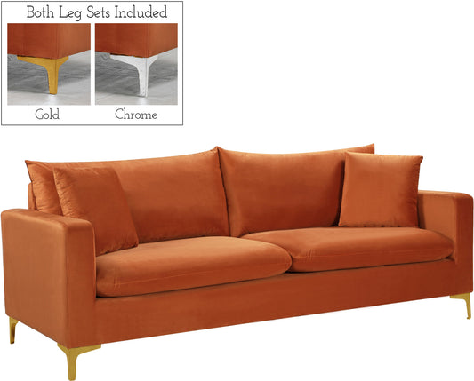 Naomi Cognac Velvet Sofa