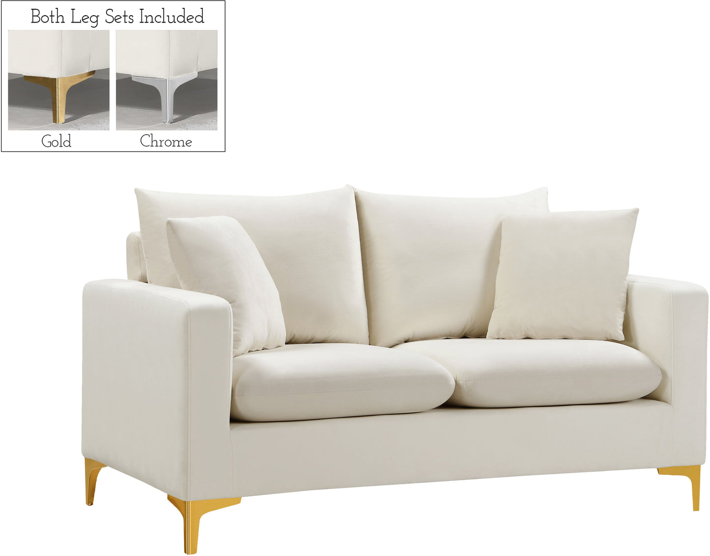 Naomi Cream Velvet Loveseat