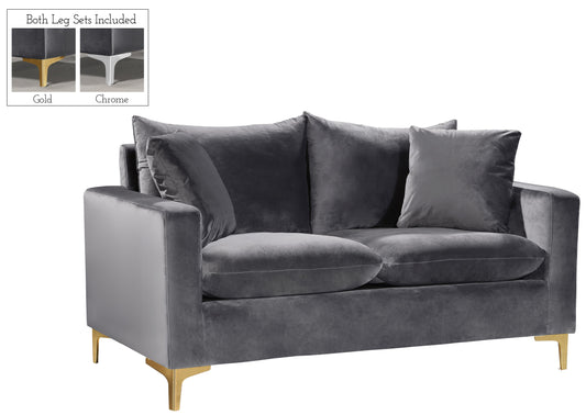 Naomi Grey Velvet Loveseat