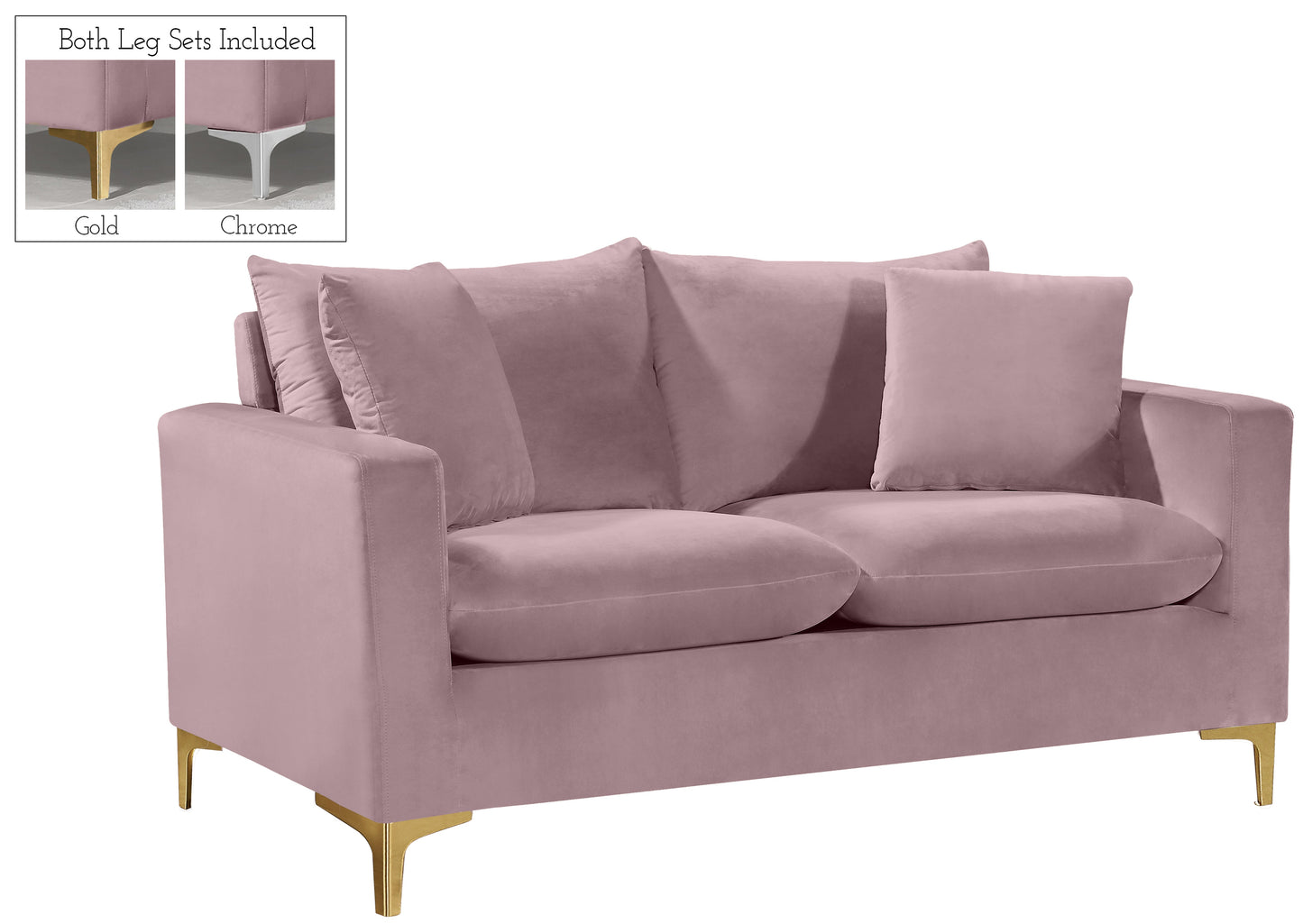 Naomi Pink Velvet Loveseat