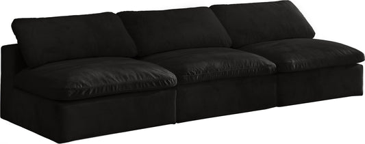 Cozy Black Velvet Cloud Modular Armless Sofa