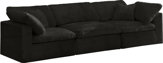 Cozy Black Velvet Cloud Modular Sofa