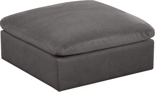 Cozy Grey Velvet Ottoman