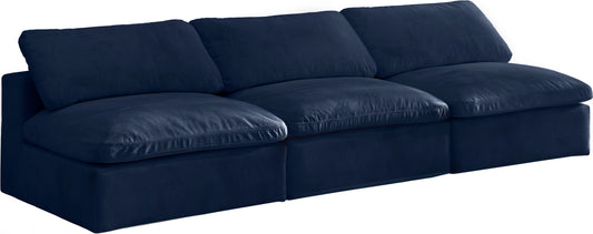 Cozy Navy Velvet Cloud Modular Armless Sofa