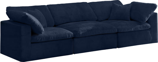 Cozy Navy Velvet Cloud Modular Sofa