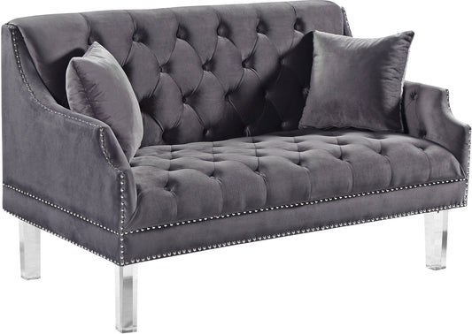 Roxy Grey Velvet Loveseat