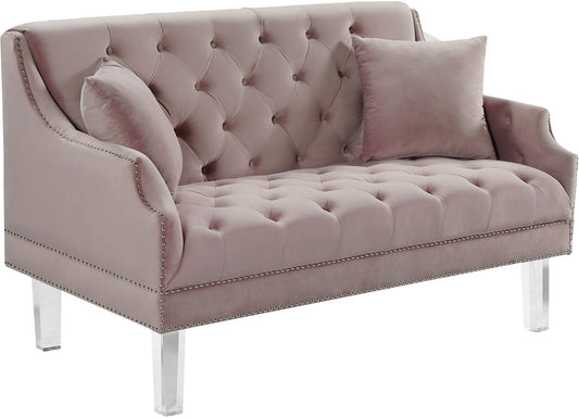 Roxy Pink Velvet Loveseat