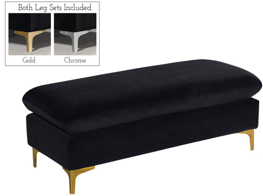 Naomi Black Velvet Ottoman