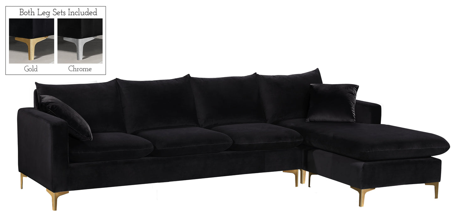 Naomi Black Velvet 2pc. Reversible Sectional