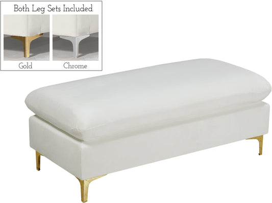 Naomi Cream Velvet Ottoman