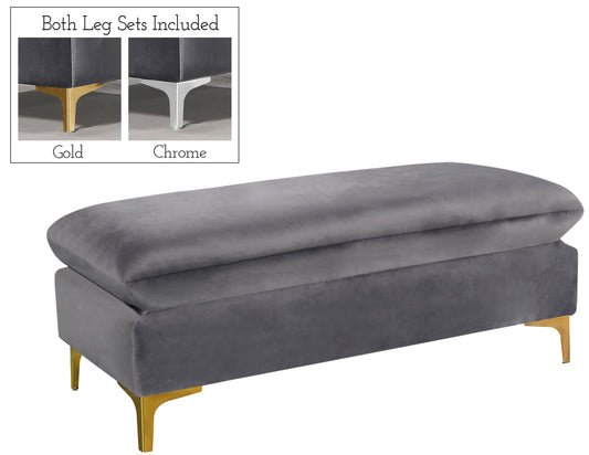 Naomi Grey Velvet Ottoman