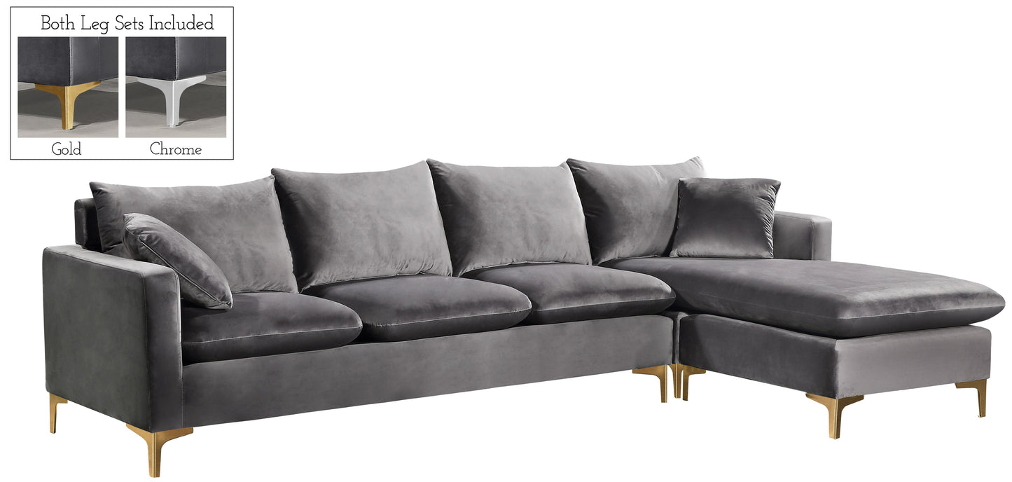 Naomi Grey Velvet 2pc. Reversible Sectional