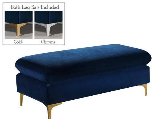 Naomi Navy Velvet Ottoman