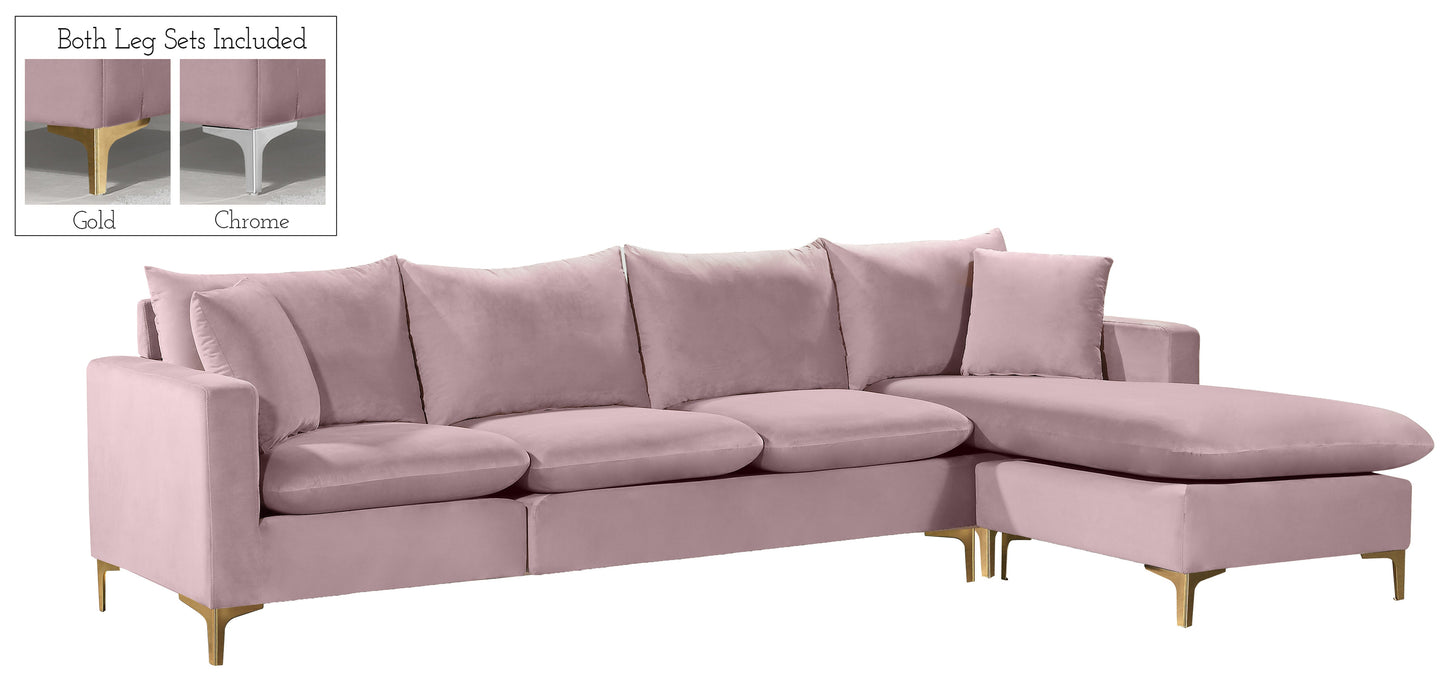 Naomi Pink Velvet 2pc. Reversible Sectional